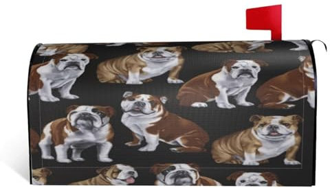 English Bulldogs Print Mailbox Cover Garden Outdoor Yard Post Letter Box Cover, All Seasons Mailbox Covers