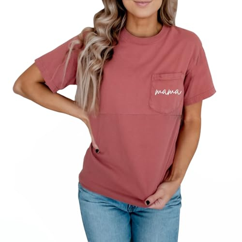 Breastfeeding Shirts for Women Mama Zipper Nursing Tops Distressed Maternity Tees Pregnancy Clothes with Pocket
