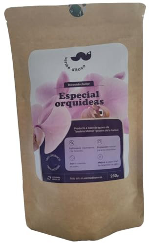 Biocontrolador especial orquídeas 250gr - Vermeditoso. Abono orgánico a base de guano del gusano Tenebrio molitor (gusano de la harina). Sin olor. NPK 3-3-3