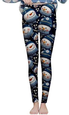 Weihnachtliche Leggings, Winterhose, Fleece-Hose, Fleece-gefütterte Leggings für Damen, Thermohose, hohe Taille, Bauch, dehnbar, warme Winterstrumpfhose, dicke Fitness-Leggings für Damen, dunkelblau,