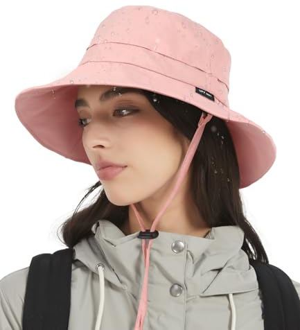 Creekstone Femme Bob Chapeau de Pluie imperméable, Chapeau Souple de Soleil Anti-UV UPF50+, d'été Pliable pour Homme Randonnée, Voyage (FR/ES, Alpha/lettres, Taille unique, Rose)