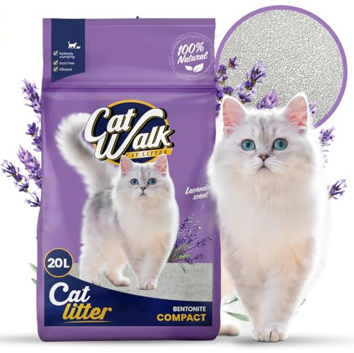 CatWalk Lavendel Katzenstreu | 20L - Einzelpack | 100% Bentonit, klumpend, Geruchskontrolle, Frischer Lavendelduft, hohe Saugkraft|