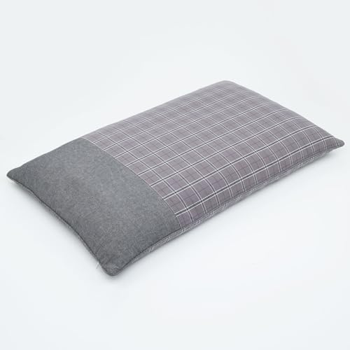 EDMILE Buckwheat Hull Neck Pillow, Adjustable Height Firmness, Cervical Support Cool Sleep, Washable Cover, 23x13 Inch Grey