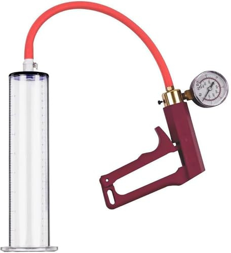 Penis Pump with Vacuum Gauge Red Handle, Vacuum Penis, Manual Penis Pump for Men, Enlargement, Penis Bigge Size (9 * 3.0 Inch)