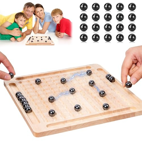 LIULINY Magnetic Chess Game Chessgame with 20 Strong Magnetic Stones | Wood Magnetic Chess Game Educational Travel Game with Strategy for Kids Adults Family Table