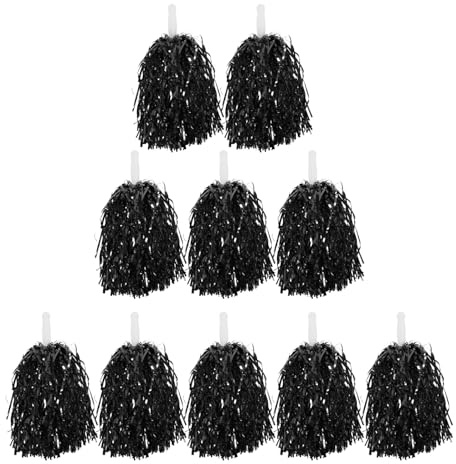 ARTSEWPLY Pompons De Cheerleading Noirs, Lot de 10 Pièces en Matériaux Solide, pour Équipes Universitaires Et Animations Sportives