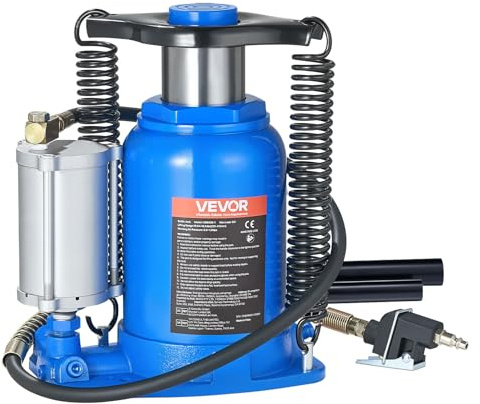 VEVOR Sollevatore a Bastone da Pavimento Capacità 32 t, Intervallo di Sollevamento 255-415 mm, Cric a Bottiglia Saldato per Impieghi Gravosi Pneumatico o Manuale con Pompa per SUV, Camion