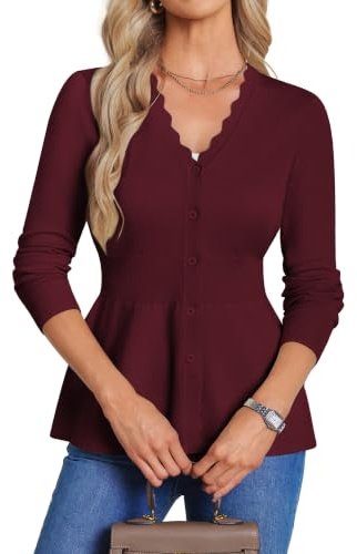 GRACE KARIN Koftor för kvinnor elegant v-ringad smal passform cardigan långärmad button down skulpterade stickade kläder