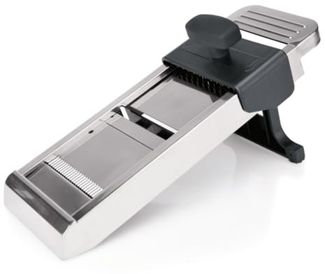 WAS 1685 000 Edelstahl Mandoline mit Kunststof-Restehalter, 40cm Länge, 13.5cm Breite