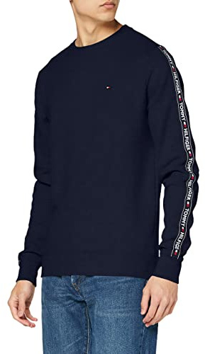 Tommy Jeans Hombre Sudadera sin Capucha, Azul (Navy Blazer), S