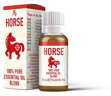 Mystix London | Horse Chinese Zodiac Essential Oil Blend 10ml | 100% Pure & Natural | Aromatherapy for Oil | Gurjun Balsam, Laurel Leaf, Lemon Myrtle, Rose Geranium, Rosemary | Vegan, GMO Free