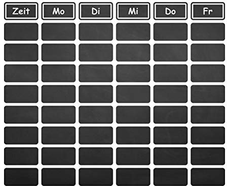 019 Stundenplan- selbstklebende Tafelfolie/Kreidefolie inkl. 3 Stück Kreide - Größe: 900 x 750 mm - Kinderzimmer Wanddeko