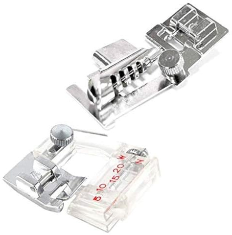 La Canilla ® – Kit di 2 piedini regolabili e orlo per macchine da cucire Singer, Alfa, Silvercrest Universal (Snap-On)