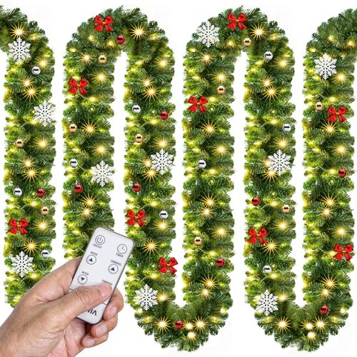 CASARIA® Weihnachtsgirlande Beleuchtet Deko Fernbedienung 5m 80 LED Timer Dimmbar 8 Leuchtmodi Außen Weihnachtsdeko Weihnachten Girlande Tannengirlande