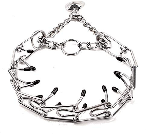 Ulalaza Collar de Entrenamiento con Punta de Perro con Puntas de Goma Pit Bull Pastor alemán Collar de pellizco de Metal Suministros para Mascotas