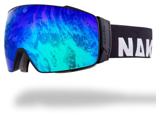 NAKED Optics® Skidglasögon, snowboard-glasögon för kvinnor och män – speglade med magnetiskt växelsystem – skidglasögon för män och kvinnor (STORM svart, utan dåligt väder)