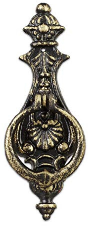 Relaxdays Heurtoir de Porte Antique, Lot de 3, Anneau Frappe pour Porte, Style Rustique, Fonte Fer, 24x8,5x3 cm, Noir/Bronze