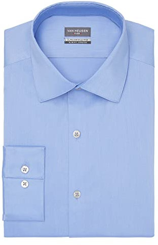 Van Heusen Men's Ultra Wrinkle Free Dress Shirt, Blue Frost, 18-18.5 Neck 36-37 Sleeve