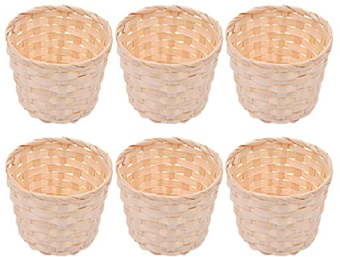 NUOBESTY 6Pcs Mini Woven Baskets – Small Wicker Rattan Baskets for Crafts, Miniature Flower Arrangements, Party Favours, Rustic Home Decor & Storage