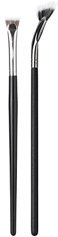 2PCS Mascara Fan Brush, INENK Lash Wand Brush Fan for Natural Lifted Effects and Enhance Lower Lashes, Synthetic Fibre Smooth Application No Smearing Clumping, Easy to Use Mascara on Lash Line