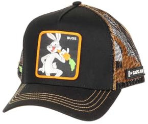 Capslab Bugs Bunny Looney Tunes Black Orange Trucker Cap - One-Size