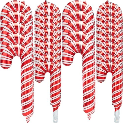 10/20 Pieces Christmas Candy Cane Foil Balloons Christmas Candy Balloons for Christmas Party Decoration (20Pcs)