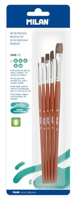 MILAN® Blister 3 Pennelli Piatti Serie 121# 0, 4, 6, 8 e 12