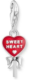 Thomas Sabo damer charm-hänge rött hjärta klubba silver 925 sterlingsilver, svärtad, kalemalj 2072-664-10, En Storlek, Sterlingsilver, Utan