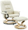 More4Homes TUSCANY BONDED LEATHER SWIVEL RECLINER MASSAGE CHAIR w FOOT STOOL ARMCHAIR 8 MOTOR MASSAGE UNIT BUILT IN (Cream)