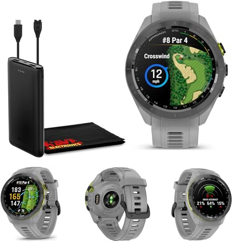 Garmin Approach S70 42MM Fitness Tracker Watch, Golf GPS Premium Smartwatch for Men, 1.2 Touchscreen AMOLED Display and 42000 Preloaded Courses - Gray - Garmin Watches for Men