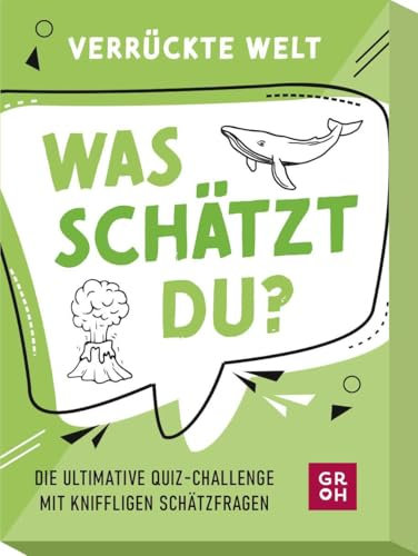 was schätzt du? - Verrückte Welt: Die ultimative Quiz-Challenge mit kniffligen Schätzfragen | Kartenspiel mit Quizfragen zu unnützem Wissen - ab 10 Jahre