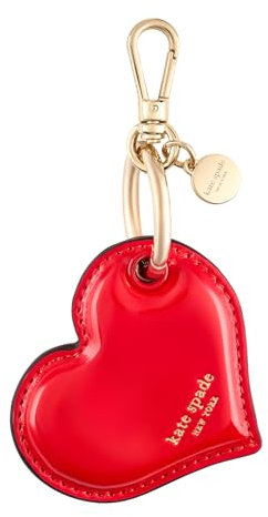 kate spade new york AirTag Charm Keychain - Heart-Shaped AirTag Holder with Luxe Gold Ring Clip for Bags, Luggage, Keys, and More - Classic Red