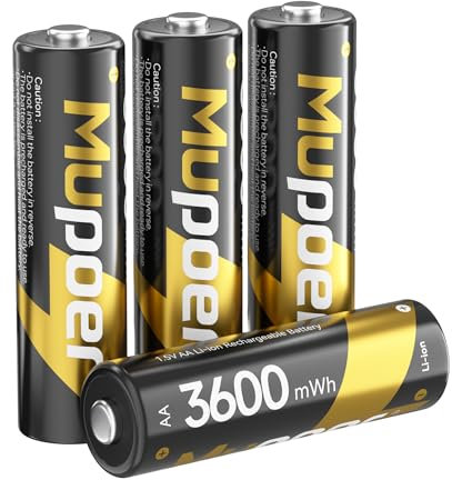 Rechargeable Battery AA Lithium 4 Count 3600 mWh,1.5V Double A Batteries High Capacity,Long Lasting Rechargeable Aa Li-ion Battery,Lithium Aa Batteries for Blink Xbox,Not Include charger