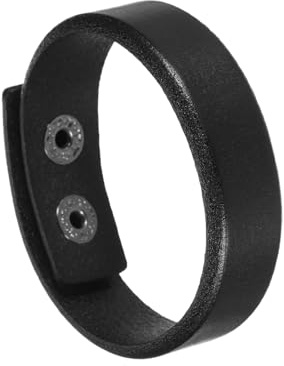 sourcing map Plain Leather Bracelets Buckle Leather Snap Bracelets Adjustable Blank Wrist Cuffs DIY Craft Wristbands for Men Women Jewelry Making, Black