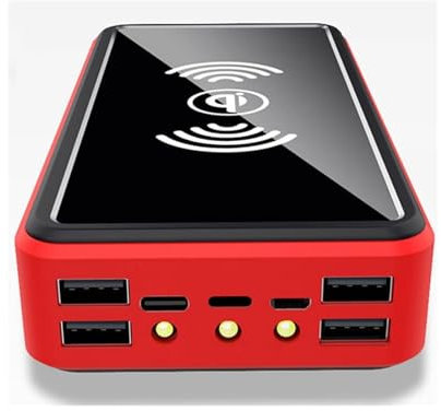 KHUKHU Chargeur Portable Solaire 100000 mAh, Batterie Externe Rechargeable for téléphone Portable,Rouge