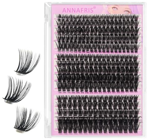 ANNAFRIS Pestañas Postizas Kit 60D+80D+100D Pestañas Pelo a Pelo D Curl 10-18mm Cluster Lashes 300Pcs Naturales DIY Pestañas (60D+80D+100D)