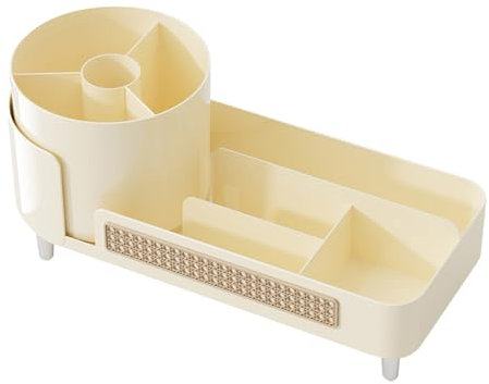 Organizer rotante per trucchi, organizer per cosmetici, supporto per la cura del viso multi-scomparto, design girevole a 360 gradi, torre trasparente salvaspazio, animale domestico, materiale ABS, 35