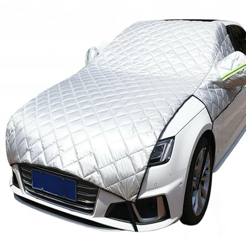 CulineformX Cubierta De Parabrisas De Helada De Coche para Invierno, Cubierta De Pantalla De Medio Coche Protector De Nieve De Hielo Anti Granizo con Ganchos Y Rayas Reflectantes