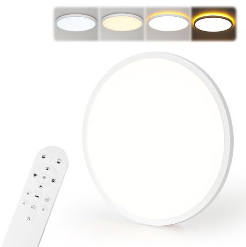 MoonYard Lámpara de techo LED, redonda, plana, Ø50cm, 50W, 5400lm regulable con mando a distancia para dormitorio, habitación infantil y salón