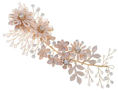BAZEITFLOW Clip para Cabello Estilo Chino con Perlas y Flores Accesorio de Boda Artesanal para Novia Adorno Elegante para Mujeres y Niñas
