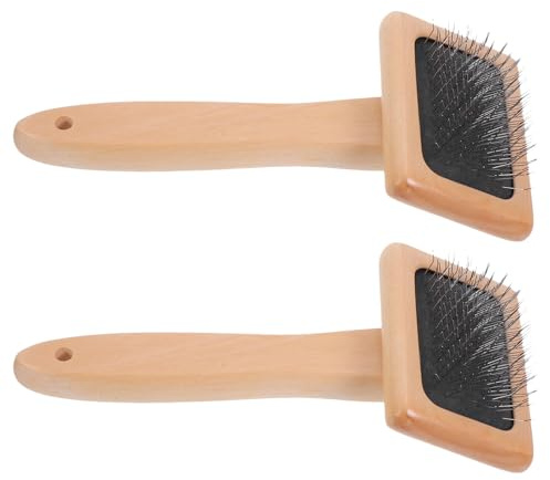 jojofuny 2pezzi Spazzola Perna con Manico in Legno Strumento per Infeltrimento ad Ago Spazzola Lisciante per Filatura Cardatore Manuale per Toelettatura degli Animali Domestici Rimuove Impu