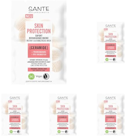 SANTE Naturkosmetik Skin Protection Sofort beruhigende Maske mit Ceramiden, Traubenkernöl & Bio-Sheabutter, feuchtigkeitsspendende Gesichtsmaske, vegane Pflegemaske für geschmeidige Haut, 8ml