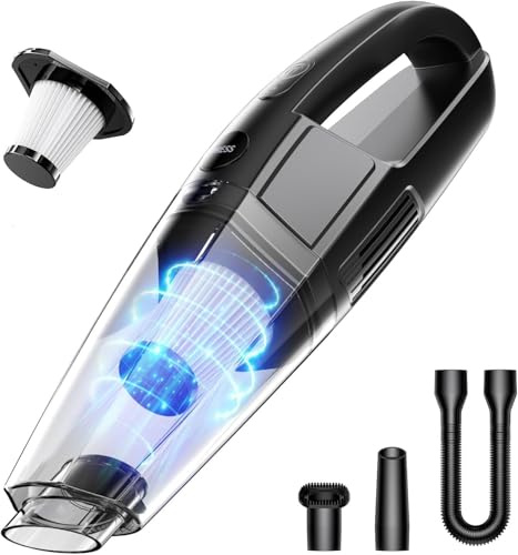 BSRCO Handheld Vacuum Cordless, 8000Pa Strong Suction Car Vacuum Portable Cordless, 1.4Lbs Lightweight Hand Vacuum Cordless Rechargeable with LED Light, 30-mins Runtime for Pet Hair, Home, Car