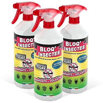 BLOQ'INSECTES Barrage aux Insectes Lot de 3L | Pulvérisateur Anti Insecte intérieur extérieur | Élimine moustiques,Fourmis,Mouches