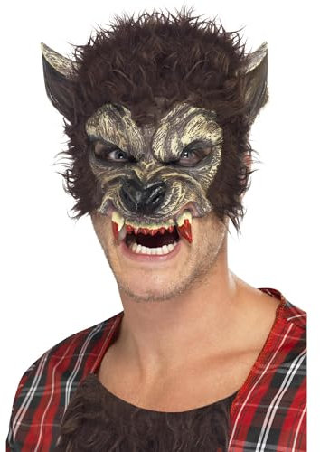Smiffys Masque loup garou, Marron, Demi visage, latex Halloween