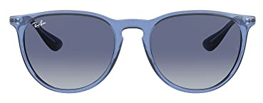 Ray-Ban Unisex RB4171 Erika Round Sunglasses, Transparent Blue/Light Grey Gradient Dark Blue, 54 mm