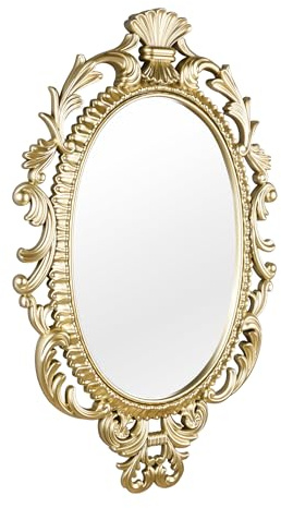 Grande specchio da parete barocco “Trixi” con cornice ovale color oro, 73 x 44 cm