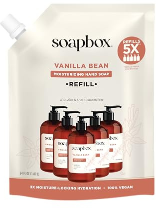 Soapbox Liquid Hand Soap Refill, Vanilla Bean, Gentle & Moisturizing Hand Wash for Kitchen and Bathroom, Vegan & Cruelty Free, 64oz Half Gallon Refill (Pack of 1)