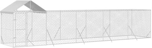vidaXL Hundgård med tak silver10x2x2,5 m galvaniserat stål