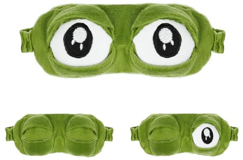 ACWOO Sleep Eye Mask, 3d Frog Eye Mask Fluff Face Sova Rolig Nyhet Cartoon Frog Eye Cover, Cartoon Green Frog Wacky Eye Mask, Funny Eye Blinder Som Present Till Barn, Män, Kvinnor, Sova, Resor